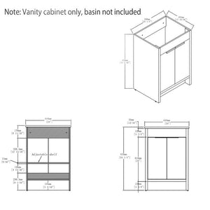 English Elm 24 Inch Freestanding Bathroom Vanity Cabinet Plywood Build with Soft Close Doors Grey B2775P510813