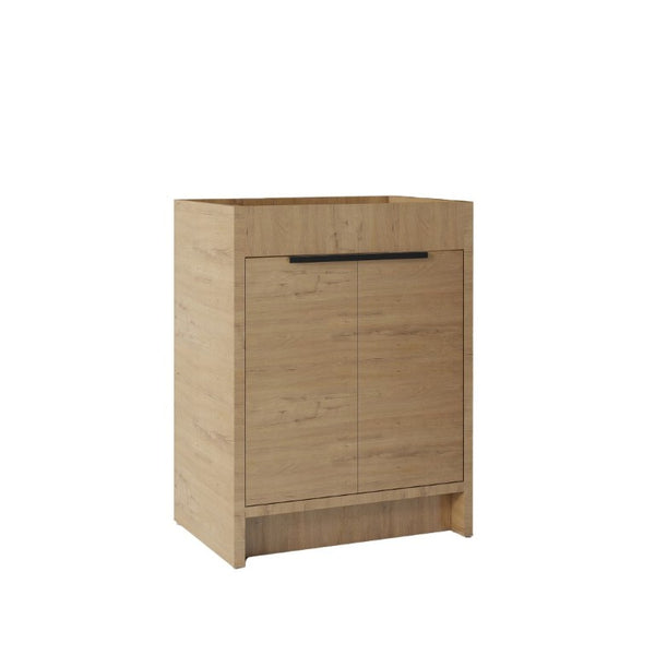 English Elm 24 Inch Freestanding Bathroom Vanity Cabinet Plywood Build with Soft Close Doors Oak B2775P510814