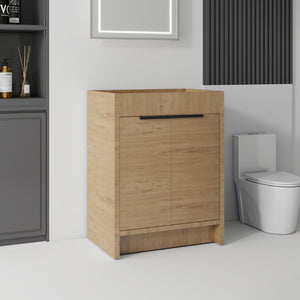 English Elm 24 Inch Freestanding Bathroom Vanity Cabinet Plywood Build with Soft Close Doors Oak B2775P510814