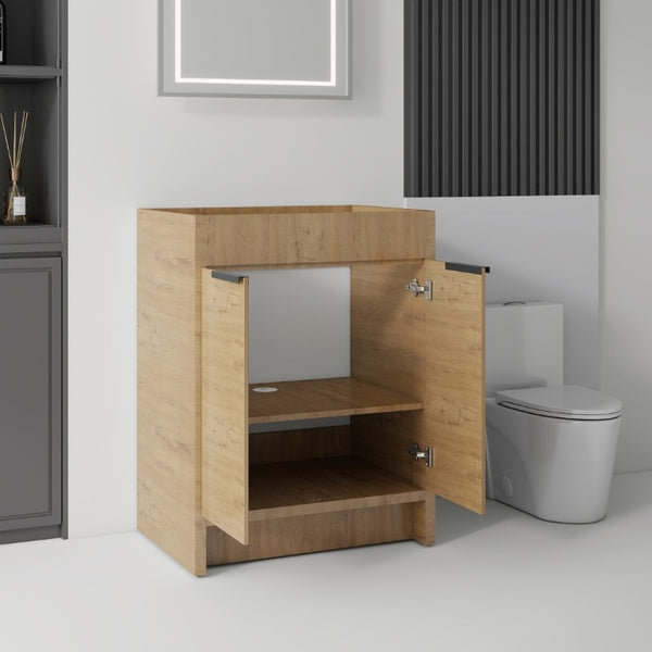 English Elm 24 Inch Freestanding Bathroom Vanity Cabinet Plywood Build with Soft Close Doors Oak B2775P510814