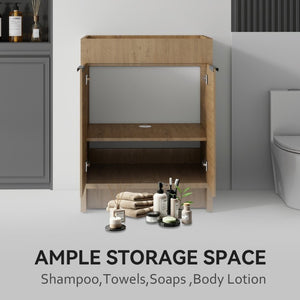 English Elm 24 Inch Freestanding Bathroom Vanity Cabinet Plywood Build with Soft Close Doors Oak B2775P510814