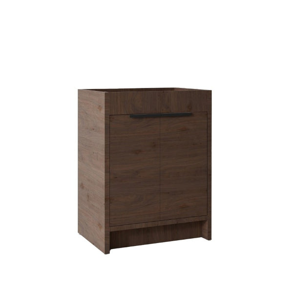 English Elm 24 Inch Freestanding Bathroom Vanity Cabinet Plywood Build with Soft Close Doors Brown B2775P510815