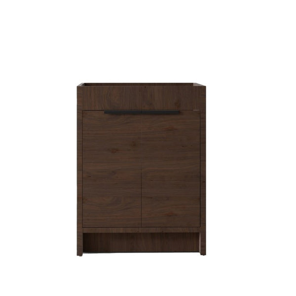 English Elm 24 Inch Freestanding Bathroom Vanity Cabinet Plywood Build with Soft Close Doors Brown B2775P510815