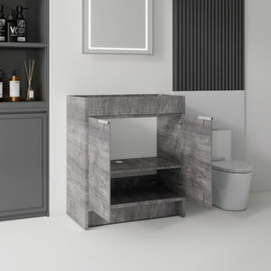 English Elm 30 Inch Freestanding Bathroom Vanity Cabinet Plywood Build Soft Close Doors Gray Finish Grey B2775P510816