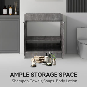 English Elm 30 Inch Freestanding Bathroom Vanity Cabinet Plywood Build Soft Close Doors Gray Finish Grey B2775P510816