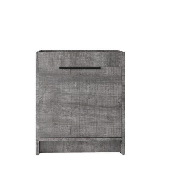 English Elm 30 Inch Freestanding Bathroom Vanity Cabinet Plywood Build Soft Close Doors Gray Finish Grey B2775P510816