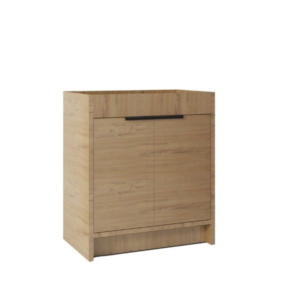 English Elm 30 Inch Freestanding Bathroom Vanity Cabinet Plywood Build Soft Close Doors Gray Finish Oak B2775P510817