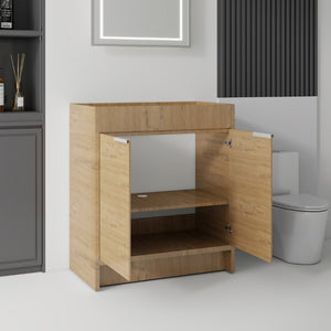 English Elm 30 Inch Freestanding Bathroom Vanity Cabinet Plywood Build Soft Close Doors Gray Finish Oak B2775P510817
