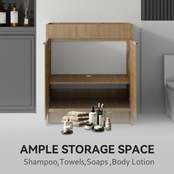 English Elm 30 Inch Freestanding Bathroom Vanity Cabinet Plywood Build Soft Close Doors Gray Finish Oak B2775P510817