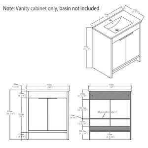 English Elm 30 Inch Freestanding Bathroom Vanity Cabinet Plywood Build Soft Close Doors Gray Finish Oak B2775P510817
