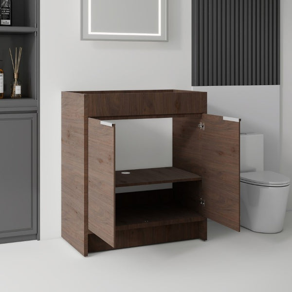 English Elm 30 Inch Freestanding Bathroom Vanity Cabinet Plywood Build Soft Close Doors Gray Finish Brown B2775P510818