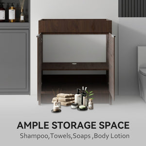 English Elm 30 Inch Freestanding Bathroom Vanity Cabinet Plywood Build Soft Close Doors Gray Finish Brown B2775P510818
