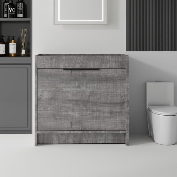 English Elm 30 Inch Freestanding Bathroom Vanity Plywood Cabinet with Soft Close Doors and Storage Grey B2775P510819