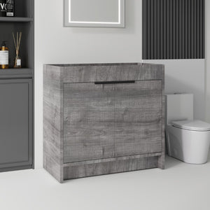 English Elm 30 Inch Freestanding Bathroom Vanity Plywood Cabinet with Soft Close Doors and Storage Grey B2775P510819