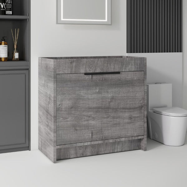 English Elm 30 Inch Freestanding Bathroom Vanity Plywood Cabinet with Soft Close Doors and Storage Grey B2775P510819