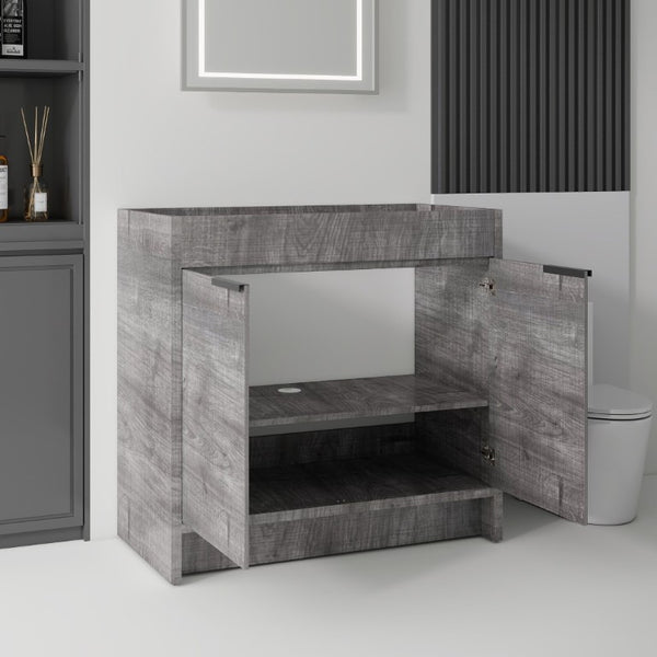 English Elm 30 Inch Freestanding Bathroom Vanity Plywood Cabinet with Soft Close Doors and Storage Grey B2775P510819