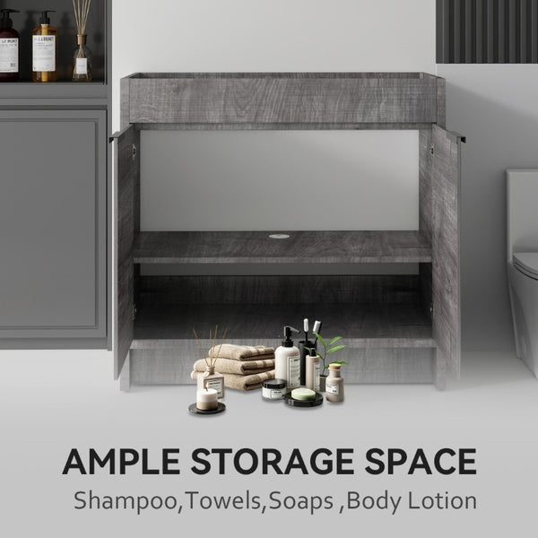 English Elm 30 Inch Freestanding Bathroom Vanity Plywood Cabinet with Soft Close Doors and Storage Grey B2775P510819