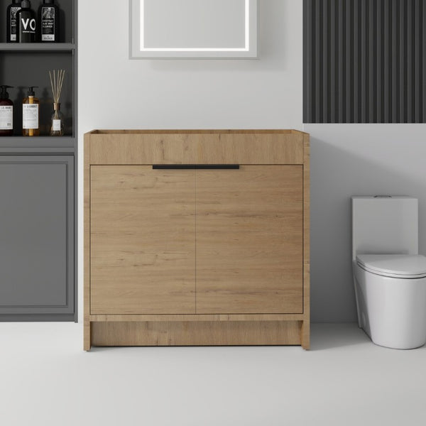 English Elm 30 Inch Freestanding Bathroom Vanity Plywood Cabinet with Soft Close Doors and Storage Oak B2775P510820