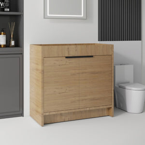 English Elm 30 Inch Freestanding Bathroom Vanity Plywood Cabinet with Soft Close Doors and Storage Oak B2775P510820