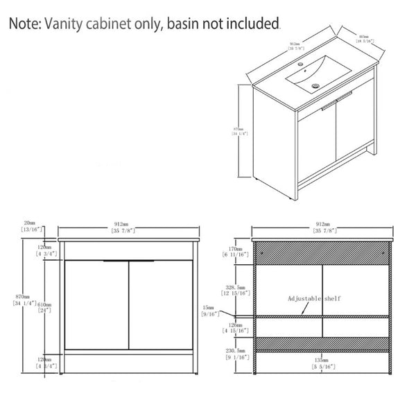 English Elm 30 Inch Freestanding Bathroom Vanity Plywood Cabinet with Soft Close Doors and Storage Oak B2775P510820