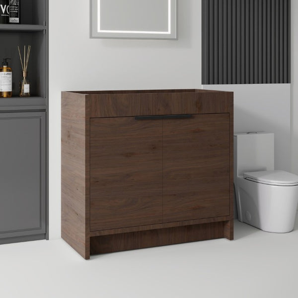 English Elm 30 Inch Freestanding Bathroom Vanity Plywood Cabinet with Soft Close Doors and Storage Brown B2775P510821