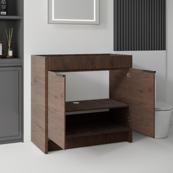 English Elm 30 Inch Freestanding Bathroom Vanity Plywood Cabinet with Soft Close Doors and Storage Brown B2775P510821