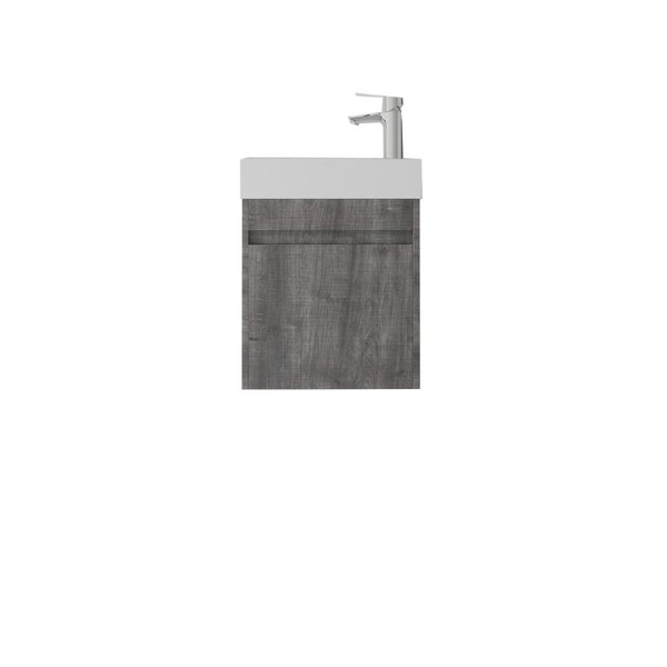 English Elm 18 Inch Wall Mounted Floating Bathroom Vanity with Ceramic Basin and Soft Close Cabinet Grey B2775P510831