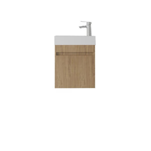 English Elm 18 Inch Wall Mounted Floating Bathroom Vanity with Ceramic Basin and Soft Close Cabinet Oak B2775P510832