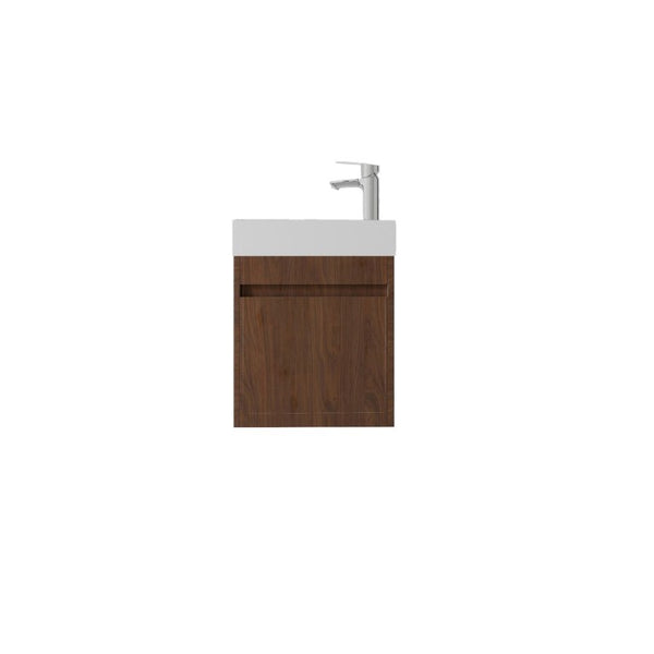 English Elm 18 Inch Wall Mounted Floating Bathroom Vanity with Ceramic Basin and Soft Close Cabinet Brown B2775P510833
