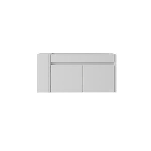 English Elm 36 Inch Floating Bathroom Vanity with Plywood Build Soft Close Drawers Open Shelving White B2775P518036
