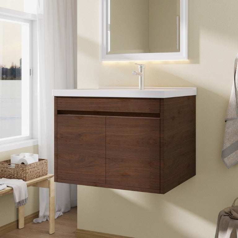 English Elm Double Door Floating Bathroom Vanity with Glossy Ceramic Basin and Soft Close Cabinet B2775P577384