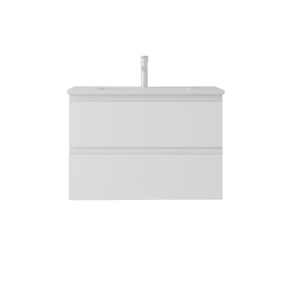 English Elm 24 Inch Floating Bathroom Vanity with Ceramic Sink Soft Close Drawer Modern Bath White B2775S00002
