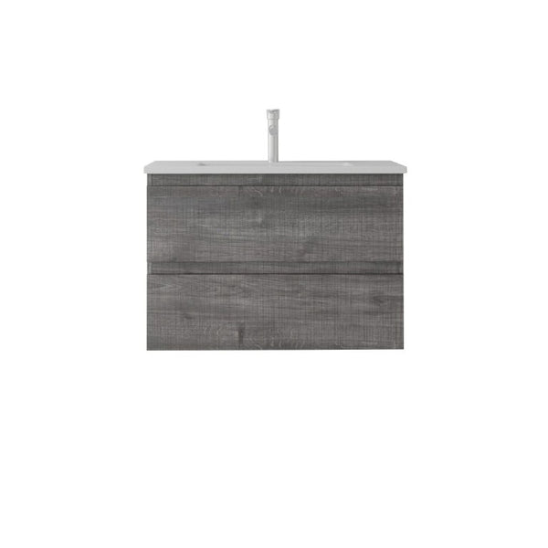 English Elm 24 Inch Floating Bathroom Vanity with Ceramic Sink Soft Close Drawer Modern Bath Grey B2775S00004