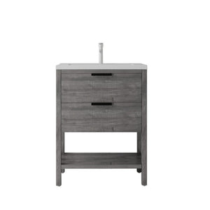 English Elm 24 Inch Freestanding Bathroom Vanity with Ceramic Sink Plywood Cabinet Soft Close Door Grey B2775S00017