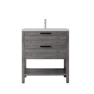 English Elm 36 Inch Freestanding Bathroom Vanity with Ceramic Sink Plywood Cabinet Soft Close Door Grey B2775S00023