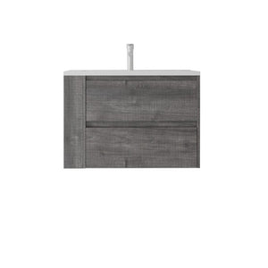 English Elm 30 Inch Wall Mounted Bathroom Vanity with Ceramic Sink Plywood Cabinet Soft Close Drawer Grey B2775S00028