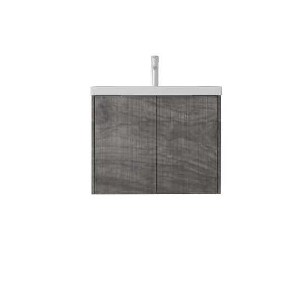English Elm 24 Inch Floating Bathroom Vanity Glossy Ceramic Sink Plywood Soft Close Cabinet Grey - A B2775S00038