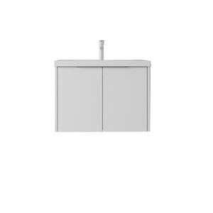 English Elm 30 Inch Wall Mounted Floating Vanity with Ceramic Sink Soft Close Plywood Cabinet White B2775S00041