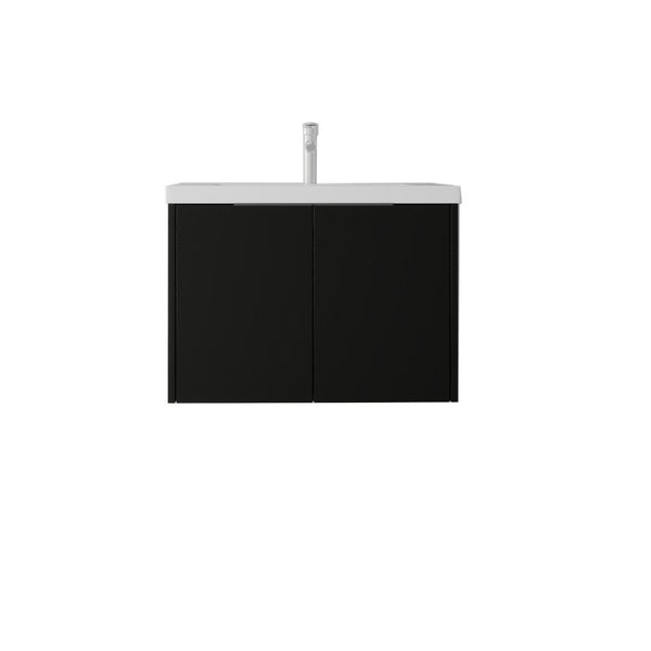 English Elm 30 Inch Wall Mounted Floating Vanity with Ceramic Sink Soft Close Plywood Cabinet Black B2775S00042