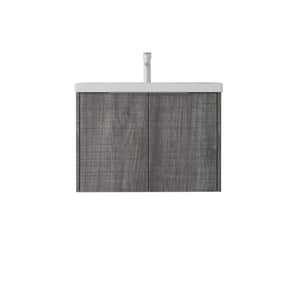 English Elm 30 Inch Wall Mounted Floating Vanity with Ceramic Sink Soft Close Plywood Cabinet Grey - A B2775S00043