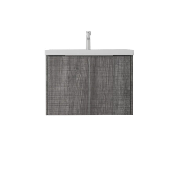 English Elm 30 Inch Wall Mounted Floating Vanity with Ceramic Sink Soft Close Plywood Cabinet Grey - A B2775S00043