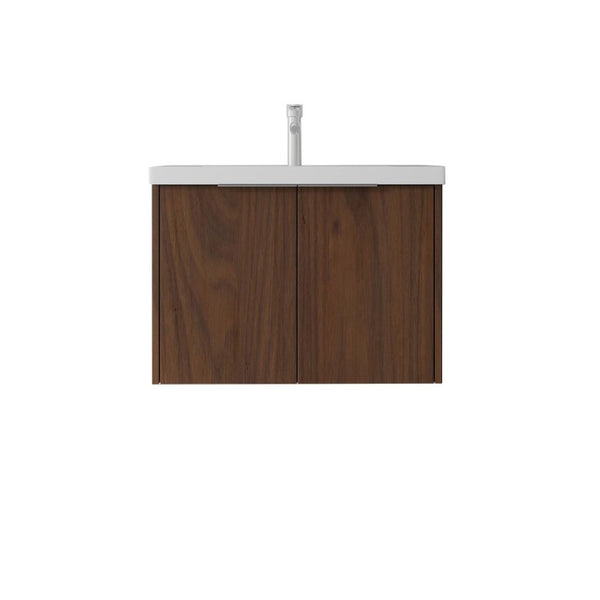 English Elm 30 Inch Wall Mounted Floating Vanity with Ceramic Sink Soft Close Plywood Cabinet Brown B2775S00045