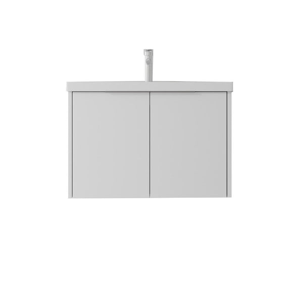 English Elm 36 Inch Wall Mounted Floating Vanity with Ceramic Sink Plywood Cabinet Soft Close White B2775S00046