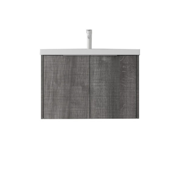 English Elm 36 Inch Wall Mounted Floating Vanity with Ceramic Sink Plywood Cabinet Soft Close Grey - A B2775S00048