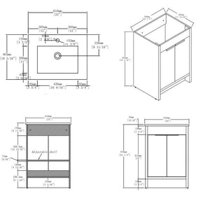 English Elm 24 Inch Freestanding Bathroom Vanity with Soft Close Drawer Ceramic Sink Plywood Cabinet Oak B2775S00052