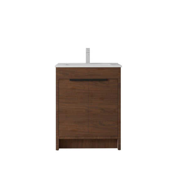 English Elm 30 Inch Freestanding Bathroom Vanity Plywood Cabinet Soft Close Ceramic Sink Included Brown B2775S00056