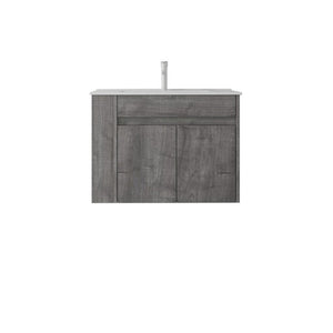 English Elm 30 Inch Wall Mounted Floating Vanity Plywood Cabinet with Ceramic Integrated Sink Basin Grey B2775S00062