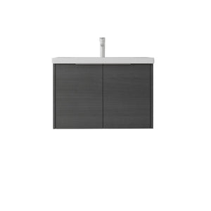 English Elm 30 Inch Wall Mounted Floating Vanity with Ceramic Sink Soft Close Plywood Cabinet Grey - B B2775S00072