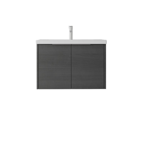 English Elm 30 Inch Wall Mounted Floating Vanity with Ceramic Sink Soft Close Plywood Cabinet Grey - B B2775S00072