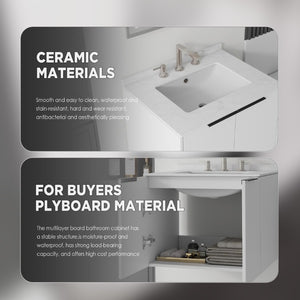English Elm 24 Inch Floating Bathroom Vanity with Undermount Sink and Cultured Marble Top White Carrara White B2775S00078